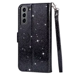 Custodie per cellulari per Samsung A35 A55 S24 S23 FE Plus Ultra A25 A24 A15 A05s Portafoglio in pelle con glitter Custodia in cristallo di lusso con slot per schede