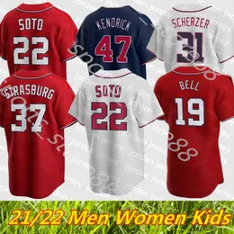 Baseballtröjor New College 2021 2022 Anpassade S-4XL-tröjor Howie Kendrick Max Scherzer Victor Robles Ryan Zimmerman Steph