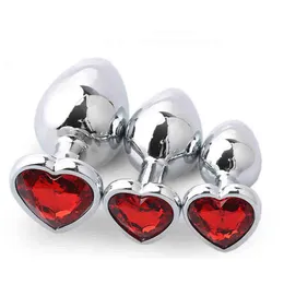 Anal Plug Plug Heart 3 Tamanhos 3 Aço inoxidável Cristal Removível O estimulador de plugue de bunda Anals Anals Toys Sex