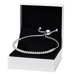 سوار التنس اللامع المتألقة مع صندوق أصلي لـ Pandora 100 ٪ Sterling Silver Hand Chain CZ Diamond Wedding Jewellry Bracelets for Women Girls