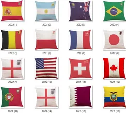2022 Katar WM Kissenbezug 32 Länder Flaggen Kissenbezüge Kissenbezug Auto Sofa Dekor Kissenbezug