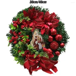 Decorative Flowers Christmas Wreath Door Garland Artificial Wall Hanging Holy Family