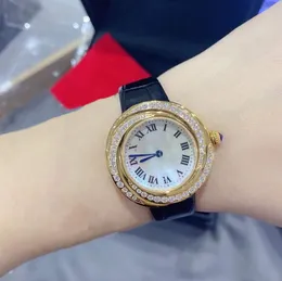 ヴィンテージの幾何学的スパイラル腕時計女性ローマナンバーダイヤモンドウォッチ女性ブラックレザークォーツ時計レディブルーポインター時計34mm