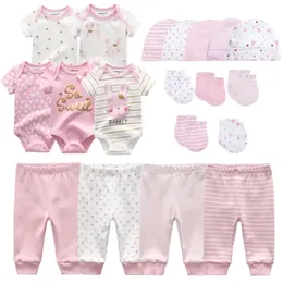 0-6 Months born Set Baby Boy Clothes Suit JumpsuitsPantsHatGloves Infant Girl Birth Outfit ropa Onsies Sets Summer 220315