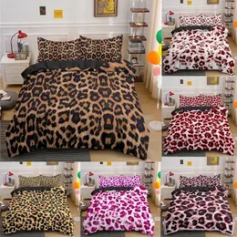 Conjuntos de roupas de cama Série de leopardo da moda Conjunto de impressão 3D Tampa de edredão para crianças adultos adultos quadras de consolador de travesseiros com fronha