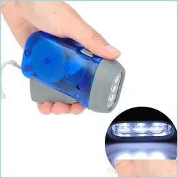Schlüsselkette Taschenlampen Neue Hand Kurbel Batterie Taschenlampe Nockenleuchten 3 LEDs Drücken manueller Generator Wanderleuchte Leuchtdropfen Dhsyf