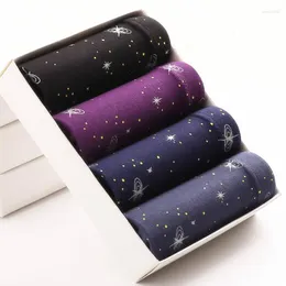 Underpants Men Cotton Shorts Boxer Male Underwear Sexy Boxers Youth Ice Silk Breathable Knickers Starry Sky Printing 4pcs Plus Size 6XL 7XL