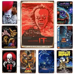 Retro Halloween Metal Pintura de metal SIGN HORROR FILME Tema Shabby Iron Pinturas Sinais de lata de parede Arte de parede Man Cave Film Theatre Club Decoração