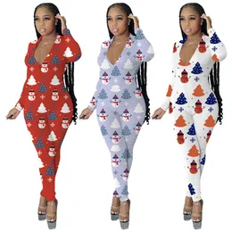 Womens Clothing Jumpsuits for Christmas Rompers Playsuit Sexy Y2k Bodycon Long Sleeve Designer Overall Fashion Slim V-neck K10501