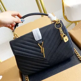 Designer-Tasche Lou le5a7 Damen Taschen Handtaschen Umhängetaschen Tote Bagg schwarzes Kalbsleder klassische diagonale Streifen gesteppte Ketten Doppelklappe mittlerer Umhängetasche