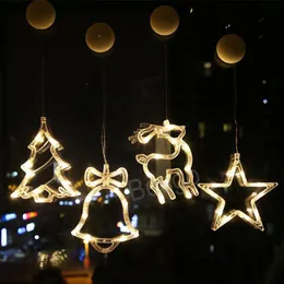 Светодиодные рождественские всасывающие чашки огни Санта -Клаус снеговик украшения лось легкие рождественские окон