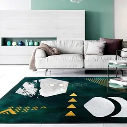 카펫 현대 패션 초록 어두운 녹색 회색 금색 기하학 도어 매트 매트 침실 카펫 거실이 아닌 비 슬립 침대 옆 양탄자 플러시 바닥
