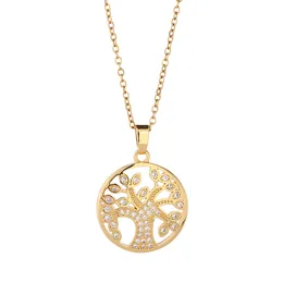 Pendant Necklaces Tree Of Life Crystal Hollow Necklace Gold And Sier Jewelry Elegant Female Plant Chain Gift Drop Delivery 2022 183Xn