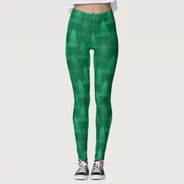 Leggings femininas cor sólida Árvore de Natal Papai Noel Mulheres correndo Pilates Gym Sport Sport Push Up Fitness Party Skinny calças G2