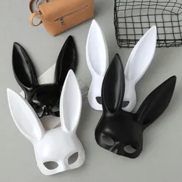 Maschere per feste Maschera mezza faccia Nero Bianco Halloween Natale Bar Orecchie mascherate Puntelli cosplay sexy