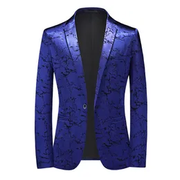 인쇄 된 남성용 캐주얼 블레이저 2022 새로운 패션 신랑 웨딩 연회 무대 의상 남성 슬림복 재킷 플러스 크기 M-6XL