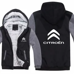 Citroen Felpe con cappuccio Giacca da uomo Inverno Uomo di alta qualità Casual Fodera in lana Pile Citroen Felpe con cappuccio J190523