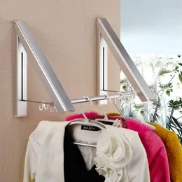 Bathroom Shelves Metal Chrome Wall Mounted Clothes Drying Hanger Foldable Laundry Rack Useful For Modern Home Decoration WF-2531