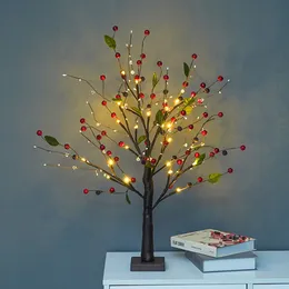 Novelty Christmas Decorations Artificial Golden/Red Fruit Tree Lamp Luminous LED Potted Plant For Home Living Room Ornament