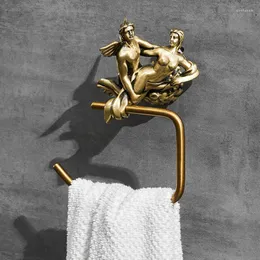 Set di accessori per il bagno Serie romantica Accessori per anelli per spazzole montati a parete in bronzo per portasciugamani da bagno MB-0816B