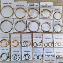 Hoop Huggie 22pairs/Lot Gold Sier Mix Mix Classic Circle Dircle أقراط للنساء الفولاذ المقاوم للصدأ Hie حلق مجوهرات حفل زفاف GIF DHAPG