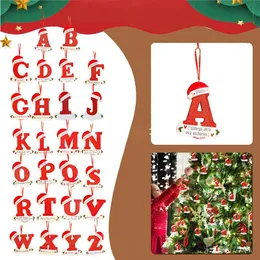 Christmas Tree Hanging Decorations Letter-shaped A-Z English Alphabet with xmas Hat Pendants