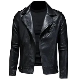 Autumn New Men's Faux Leather Jacket Slim Fashion Designer Side Zipper Streetwear Personality Motorcycle Outerwear Male Coat