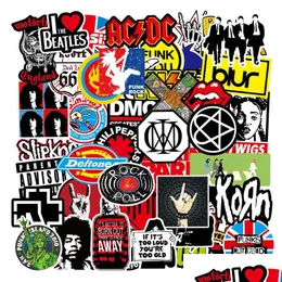 Adesivos de carro 100 pçs/lote Retro Band Rock Sticker Music Graffiti Jdm Stickers To Diy Guitar Motorcycle Laptop Lage Skate Car Snow Dht4O