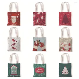 Sacs de rangement joyeux noël toile sac fourre-tout rétro père noël voyage femmes loisirs Eco Shopping haute qualité pliable sac à main