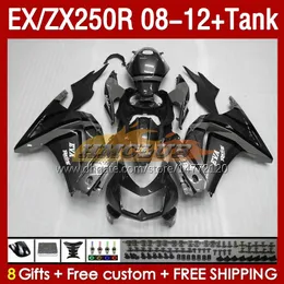 & Tank Injection Fairings For KAWASAKI NINJA ZX250 EX250 R 2008-2012 163No.148 EX ZX 250R EX250R ZX250R 2008 2009 2010 2011 2012 ZX-250R 08 09 10 11 12 Fairing grey silvery