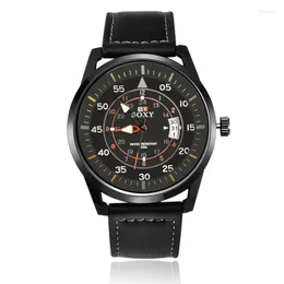 Нарученные часы Soxy Brand Fashion Leather Strap Sport Watch Men Quartz Watch Водонепроницаемые мужские стол Montre Homme Reloj Hombre