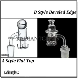 Fumo di due stili Bordo smussato / Flat Top Spining Terp Slurper Fumo Banger al quarzo con tappo in carb di vetro 10mm 14mm 18mm Chiodi maschili femminili per Dab Rigs Bong d'acqua