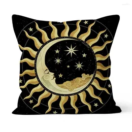 Pillow Case Mandala Sun Moon Decorative Pillowcase Home Sofa Car Office Decor Evil Eye Black Throw Peachskin Cushion Cover