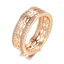 Anelli nuziali in oro rosa 585 semplici zirconi delicati per gioielli di fidanzamento da donna uomo 2022