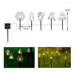 Julf￶rs￤ljning Solar Light String Pentagram Sn￶flinga Tree Bell Deer Led Outdoor Garden Courtyard Dekorativa lampor