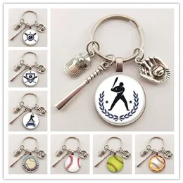 Vintage Baseball Sports Keychain Retro Silhouette Art Baseball Player Jewelry Sportemen Key Chain Ring Men