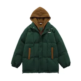 Jaqueta com capuz de inverno abaixo de parkas harajuku espessura casual bolha quente casacos acolchoados bloco colorido pathwork hood jackets