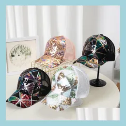 Boll Caps Party Hats Summer Sequin Caps Womens Breattable Sunshade Baseball Hat Fashion Net Cap 4 Colors DB083 Drop Delivery 2022 AC Dhur8