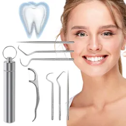 Storage Bags Dental Picks For Teeth Cleaning Metal Kit Oral Care Tools Toothpick Holder With Keychain Reusable