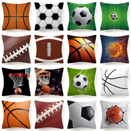 Pillow Football Basketball Leather Print Covers Soccer Fans Decotative Pillows Case Modern Fashion Sofa Couch Throw