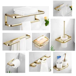 Bath Accessory Set Bronze Bathroom Accessories Hardware Golden Hair Dryer Rack Coat Towel Shelf Rail Bar Shower Soap Dish Holder Toilet