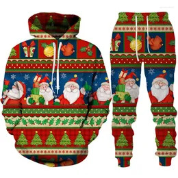 Men's Tracksuits 2023 Year Christmas Santa Claus 3D Printed Hoodies Pants Tracksuit Set Novelty Couple 2 Piece Suit Party Streetwear