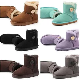 2022 Top quality AUS U5991 Button short baby boy girl kids snow boots Sheepskin soft keep warm boots Beautiful Christmas birthday gifts 5991GU