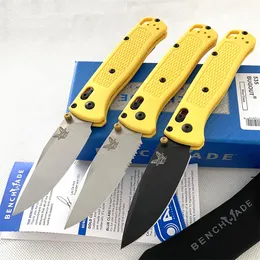 Benchmade 535/535s Bugout AXIS Klappmesser 3,24'' Mark S30V Satin Plain Blade Gelbe Nylon-Glasfasergriffe Taschenmesser Outdoor EDC Tools 550 537 560 556 555 533 781