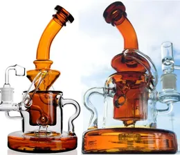 Colorful Glass Bongs Hookahs Classic double Cake recycler Smoking Pipe Dab Rigs hitman Water Pipes Bong with 14 mm male joint VERY unique piece