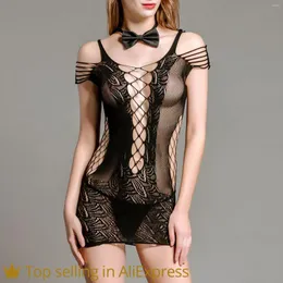 Yoga outfit kvinnor Bras Sexig Sling Buttock Net Dress Hollow Interest Underwear Sleep Bra kjol Kvinnors spets transparent