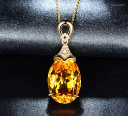 Pendant Necklaces ANGLANG Yellow Crystal Oval Shape For Women Girl Gold Tone Choker Chain Jewelry Engagement Gifts