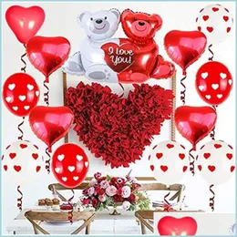 Andra evenemangsfestleveranser Event Party Supplies enorma jag ￤lskar dig Bear Balloons Cartoon Happy Birthday Decoration Boy and Girl Foil Dhxad