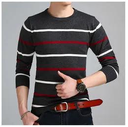 Men's Sweaters Brand Social Cotton in Pullover Casual Crocheted Striped Knitted Sweater Men Slim Fit Cloes G221018