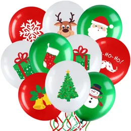 Вечеринка украшения украшения рождественские воздушные шары 12 -дюймовые латекс BK Красный зеленый и белый дерево эльф эльф Санта -Аллек на день рождения декорат dh9ra